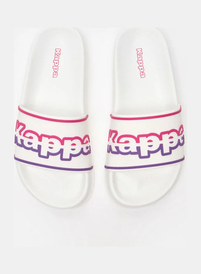 Kappa Women's Logo Print Open Toe Slide Slippers White
