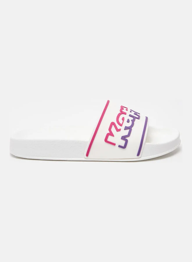 Kappa Women's Logo Print Open Toe Slide Slippers White
