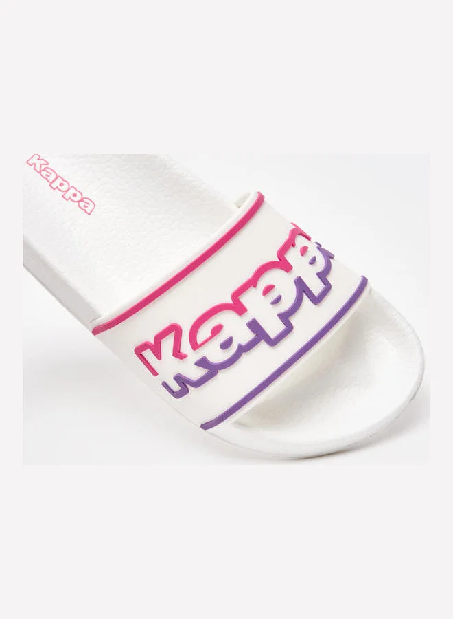 Kappa Women's Logo Print Open Toe Slide Slippers White