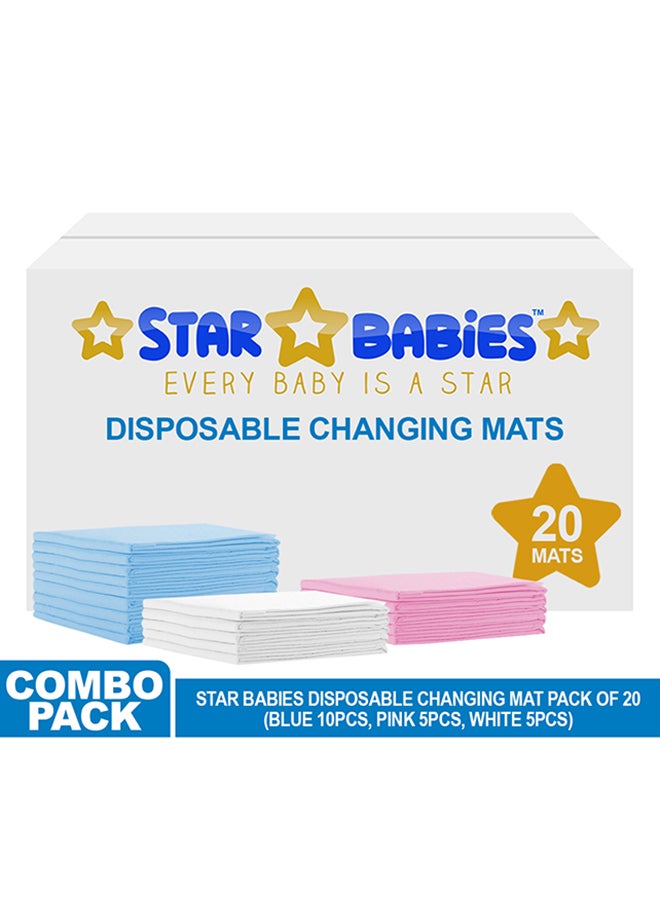 ستار بيبيز بساط تغيير الحفاضات للإستخدام مرة واحدة، عبوة من 20 قطعة. - Image 2
