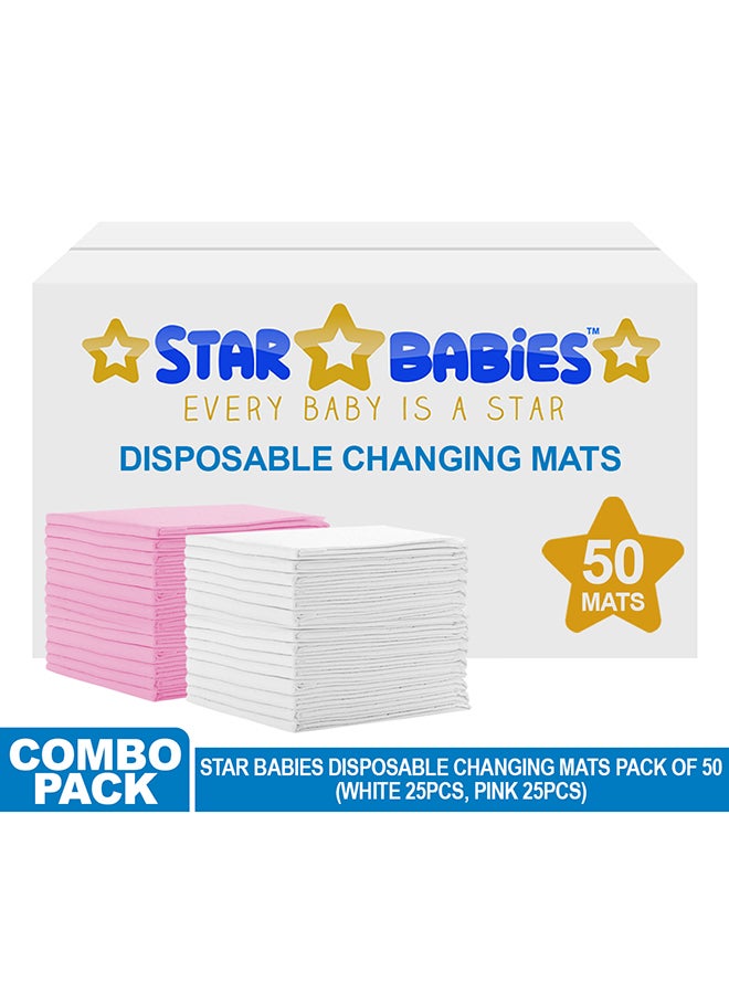 ستار بيبيز بساط تغيير الحفاضات للإستخدام مرة واحدة، عبوة من 50 قطعة. - Image 2