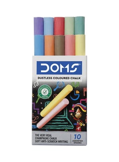 DOMS 10-Piece Dustless Coloured Chalk Multicolour  - Image 3