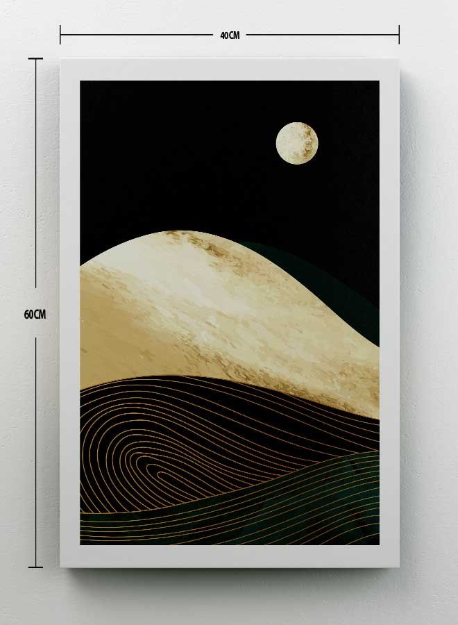 LOWHA - Sun Abstract Sea and Mountain Framed Canvas Wall Art Multicolour 40 x 60cm - Image 1