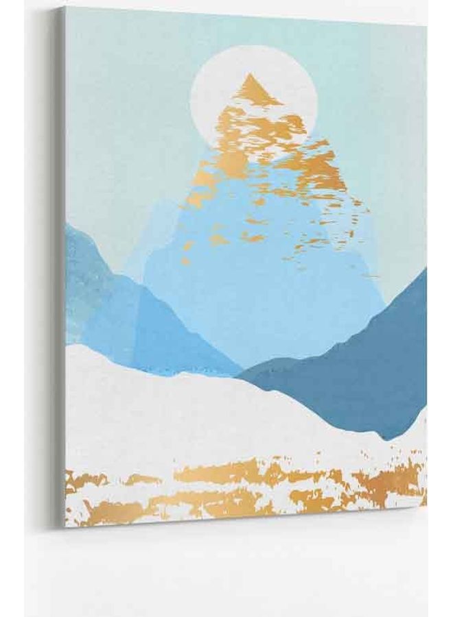 LOWHA Mountain Abstract Sun Framed Canvas Wall Art Multicolour 40 x 60cm  - Image 1