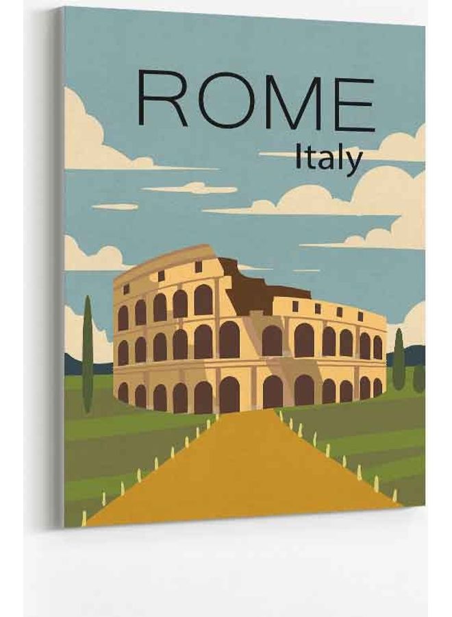 LOWHA Rome Italy Framed Canvas Wall Art Multicolour 40 x 60cm  - Image 1