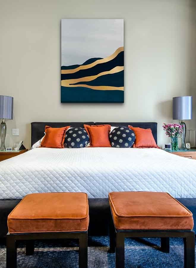Luxury Mountain Abstract Framed Canvas Wall Art Multicolour 60 X 80cm