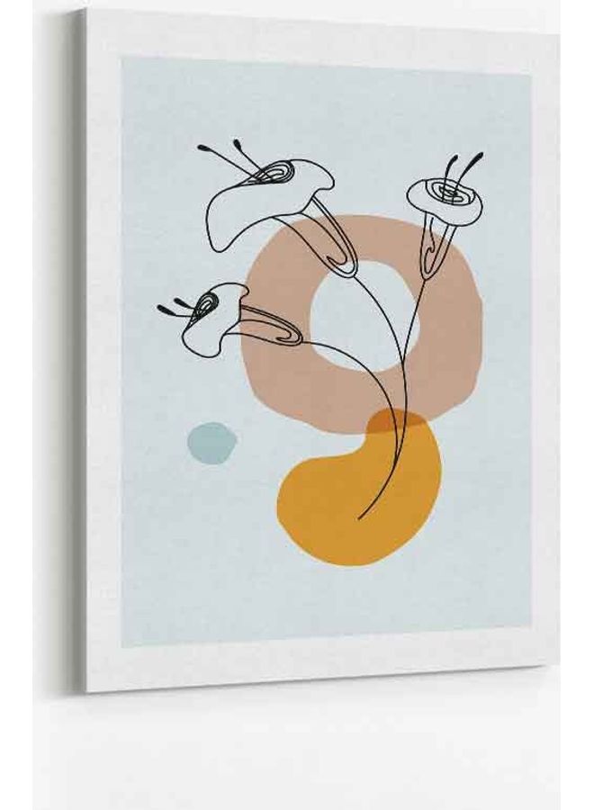 لوحة فنية من قماش الكانفاس بإطار لديكور الحائط تُمثل نباتات بنمط بوهيمي 40 x 60سم - Image 1