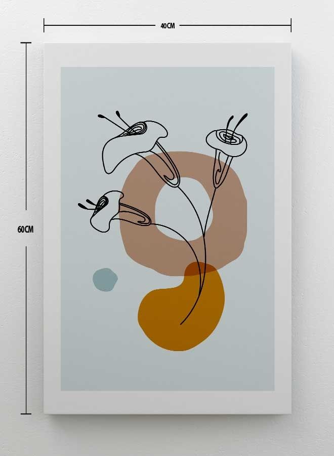 لوحة فنية من قماش الكانفاس بإطار لديكور الحائط تُمثل نباتات بنمط بوهيمي 40 x 60سم - Image 2