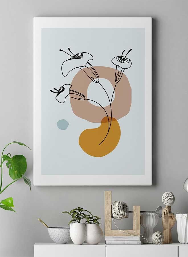 لوحة فنية من قماش الكانفاس بإطار لديكور الحائط تُمثل نباتات بنمط بوهيمي 40 x 60سم - Image 3