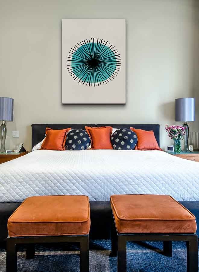 لوحة فنية من قماش الكانفاس لديكور الحائط بإطار تمثل بقع ألوان مائية مرسومة باليد متعدد الألوان 40 x 60سم - Image 4