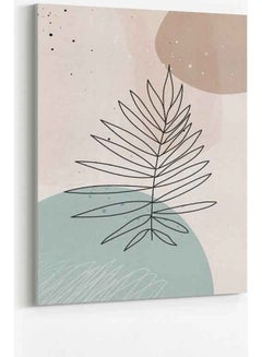 Modern Abstract Leaves Lines Framed Canvas Wall Art Multicolour 40 x 60cm
