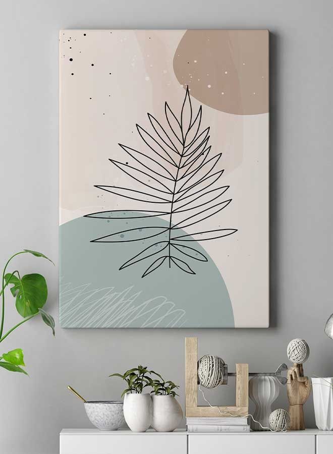 LOWHA - Modern Abstract Leaves Lines Framed Canvas Wall Art Multicolour 40 x 60cm - Image 1