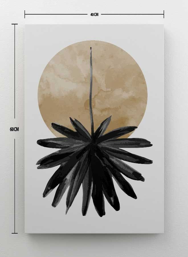 لوحة فنية من قماش الكانفاس بإطار بتصميم أوراق نخيل في منتصف القرن متعدد الألوان 40 x 60سم - Image 2