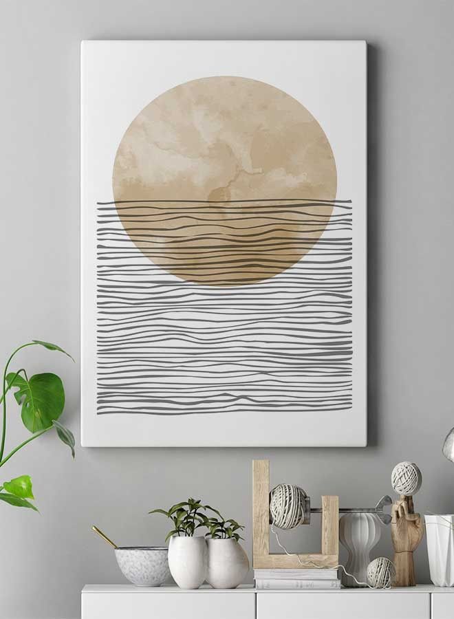 Mid Century Flat Sun Style Framed Canvas Wall Art Multicolour 40 x 60cm