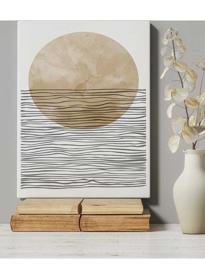 Mid Century Flat Sun Style Framed Canvas Wall Art Multicolour 40 x 60cm
