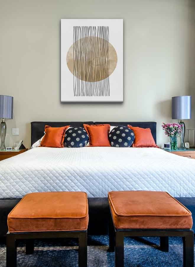 LOWHA Mid Century Boho Style Framed Canvas Wall Art Multicolour 40 x 60cm - Image 4