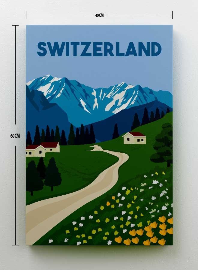LOWHA Switzerland Framed Canvas Wall Art Multicolour 40 x 60cm  - Image 2