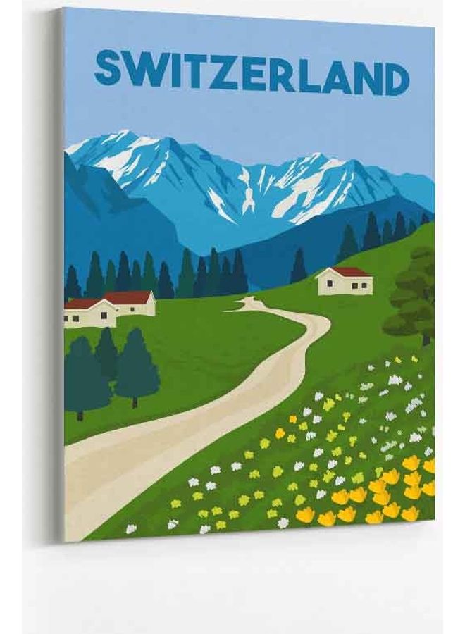 LOWHA Switzerland Framed Canvas Wall Art Multicolour 40 x 60cm  - Image 1