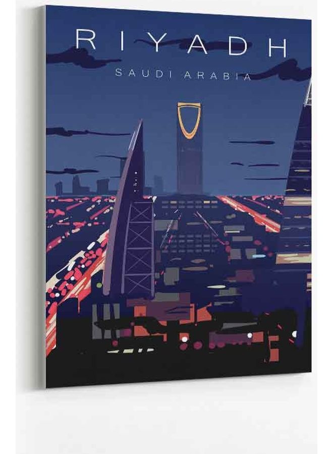 LOWHA - Riyadh KSA Framed Canvas Wall Art Multicolour 40 x 60cm - Image 1