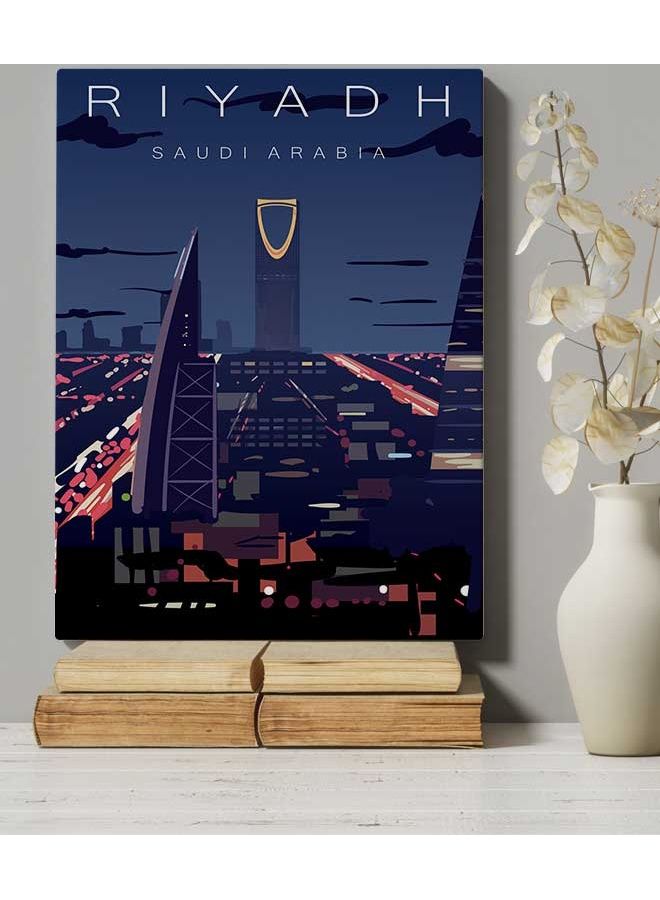 LOWHA - Riyadh KSA Framed Canvas Wall Art Multicolour 40 x 60cm - Image 1