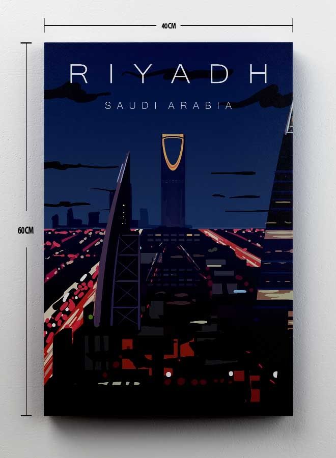 LOWHA - Riyadh KSA Framed Canvas Wall Art Multicolour 40 x 60cm - Image 1