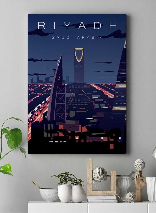 LOWHA - Riyadh KSA Framed Canvas Wall Art Multicolour 40 x 60cm - Image 1