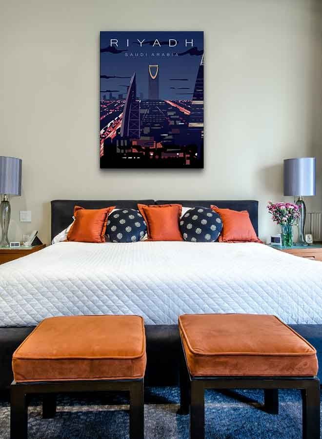 LOWHA - Riyadh KSA Framed Canvas Wall Art Multicolour 40 x 60cm - Image 1