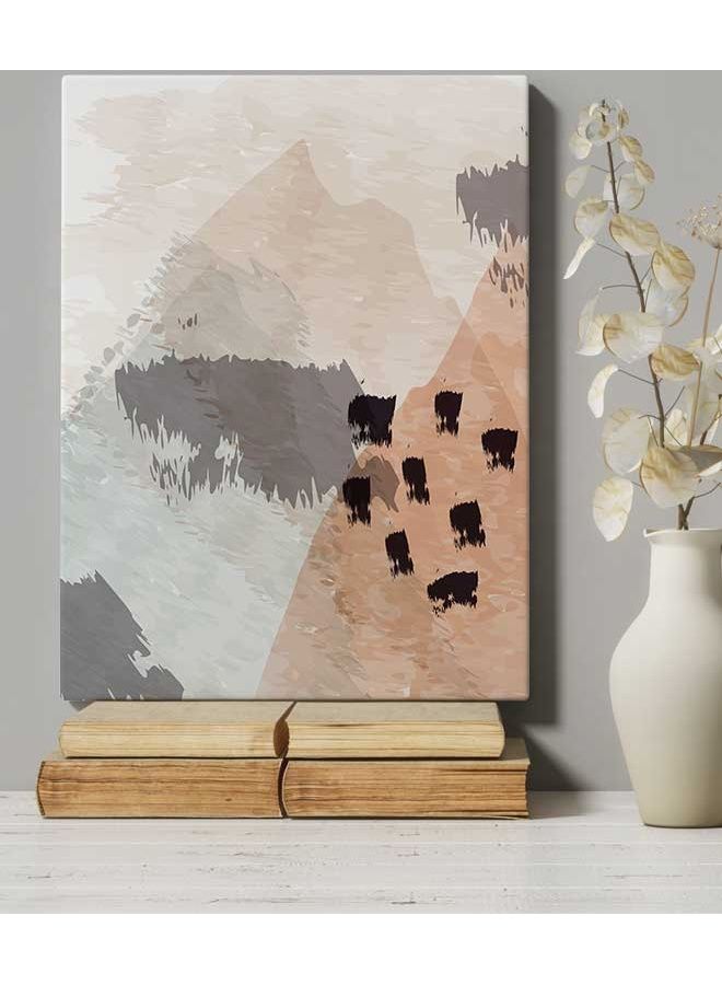 LOWHA - Abstract Mountain and Botanical Framed Canvas Wall Art Multicolour 40 x 60cm - Image 1