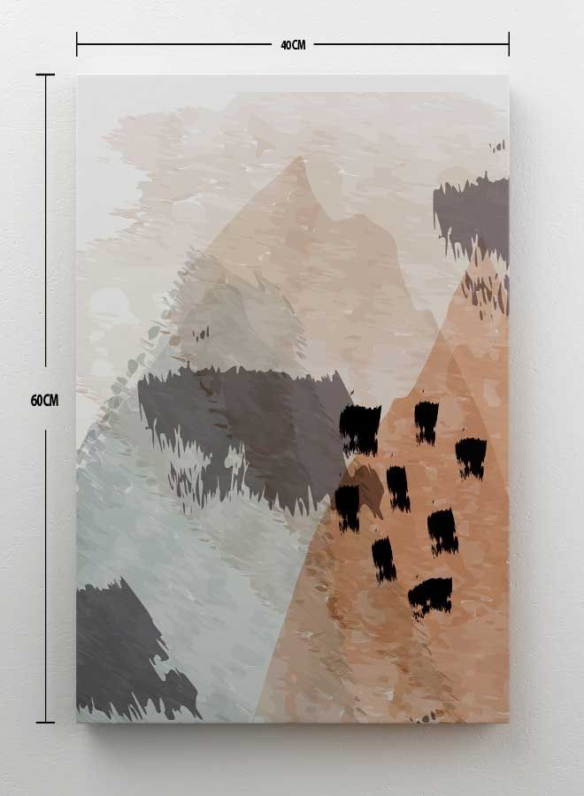 LOWHA - Abstract Mountain and Botanical Framed Canvas Wall Art Multicolour 40 x 60cm - Image 1