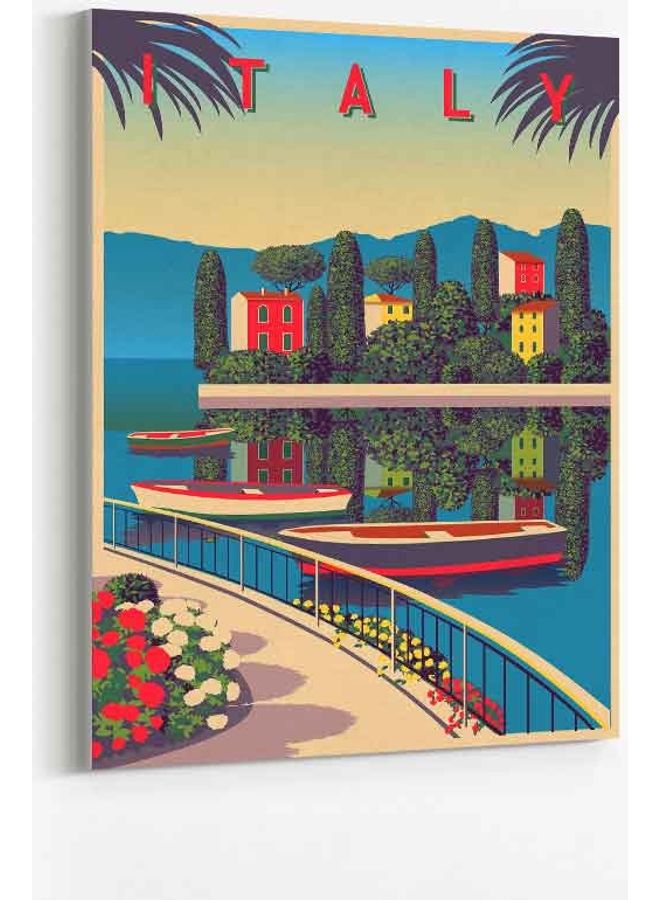 لوحة فنية من قماش الكانفاس لديكور الحائط بإطار تمثل إيطاليا متعدد الألوان 40 x 60سم - Image 1