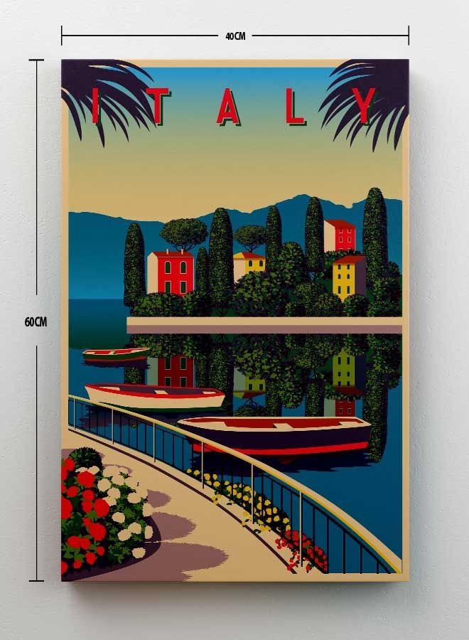 لوحة فنية من قماش الكانفاس لديكور الحائط بإطار تمثل إيطاليا متعدد الألوان 40 x 60سم - Image 2