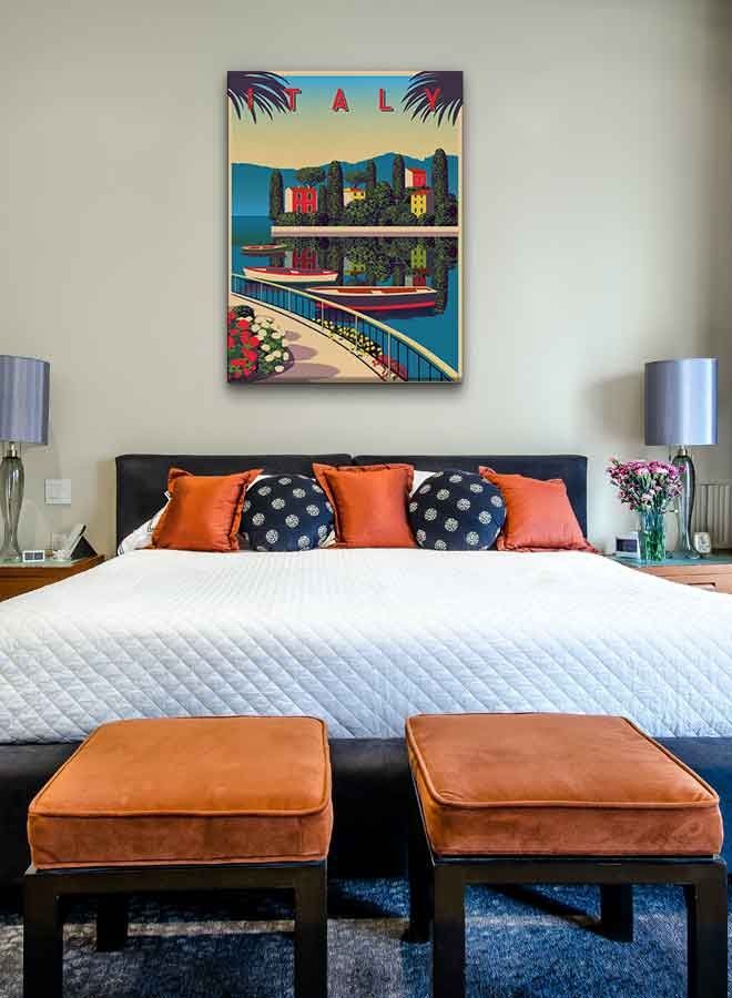 لوحة فنية من قماش الكانفاس لديكور الحائط بإطار تمثل إيطاليا متعدد الألوان 40 x 60سم - Image 4