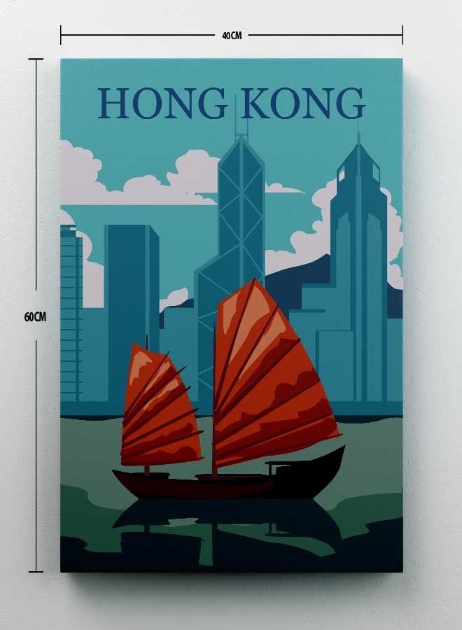 LOWHA - Hong Kong Framed Canvas Wall Art Multicolour 40 x 60cm - Image 1