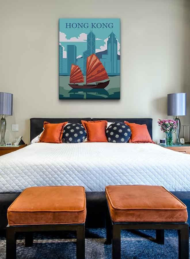 LOWHA - Hong Kong Framed Canvas Wall Art Multicolour 40 x 60cm - Image 1