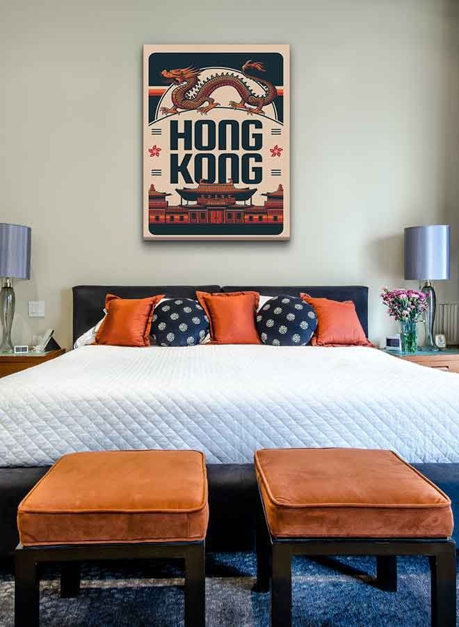 Hong Kong Framed Canvas Wall Art Multicolour 40 x 60cm