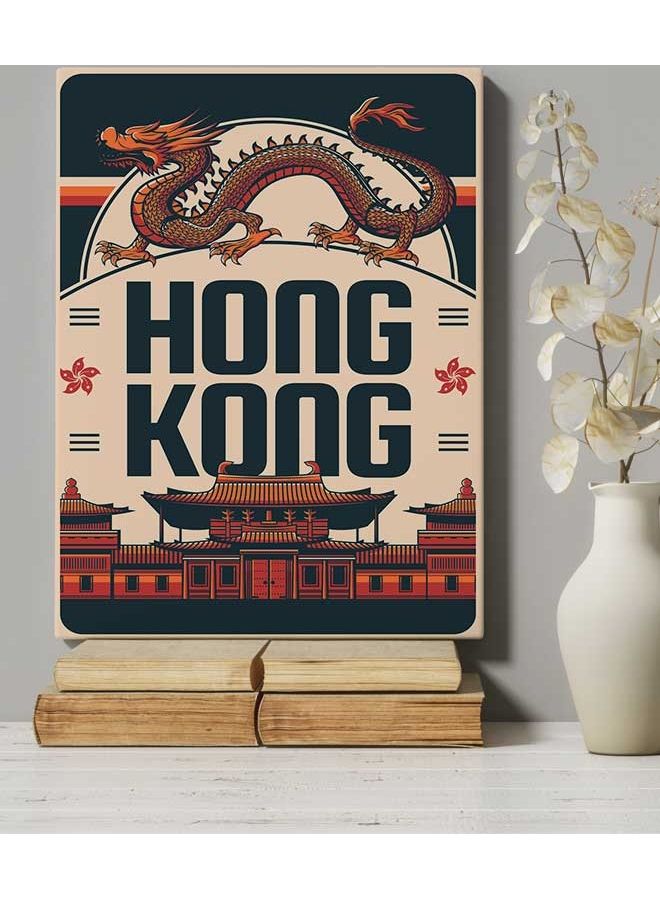 Hong Kong Framed Canvas Wall Art Multicolour 40 x 60cm
