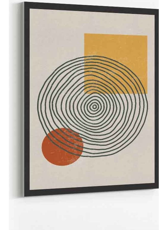 LOWHA Abstract Geometric Cycles Framed Canvas Wall Art White/Brown/Black 40 X 60cm  - Image 1