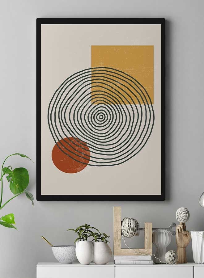 LOWHA Abstract Geometric Cycles Framed Canvas Wall Art White/Brown/Black 40 X 60cm  - Image 3
