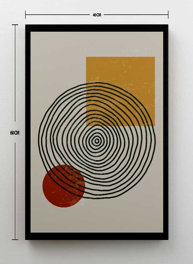 LOWHA Abstract Geometric Cycles Framed Canvas Wall Art White/Brown/Black 40 X 60cm  - Image 2