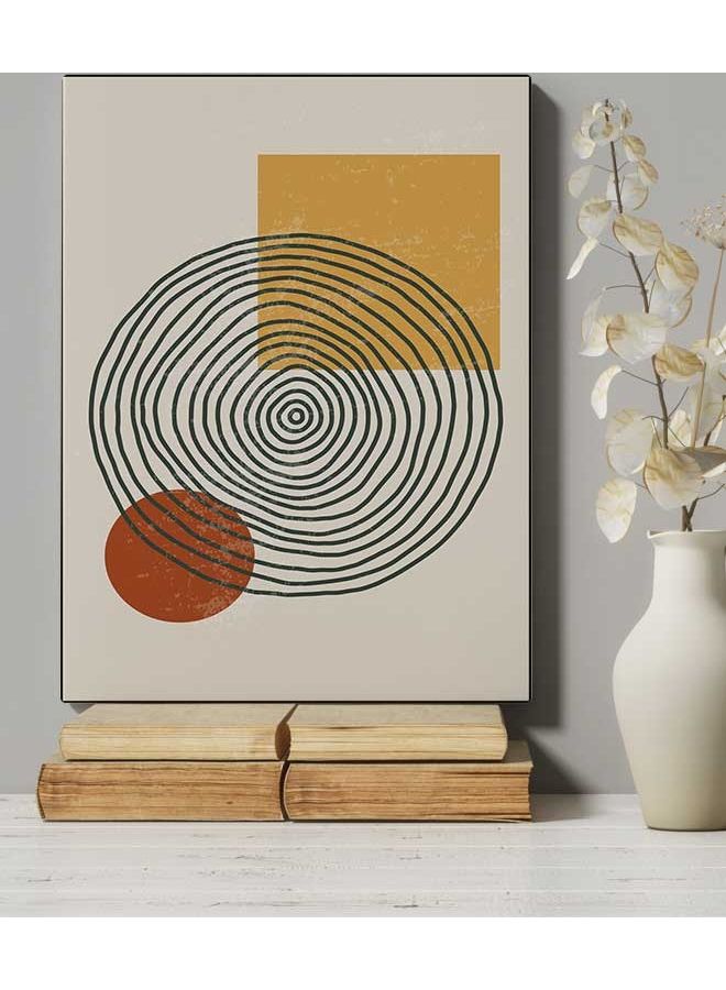LOWHA Abstract Geometric Cycles Framed Canvas Wall Art White/Brown/Black 40 X 60cm  - Image 5