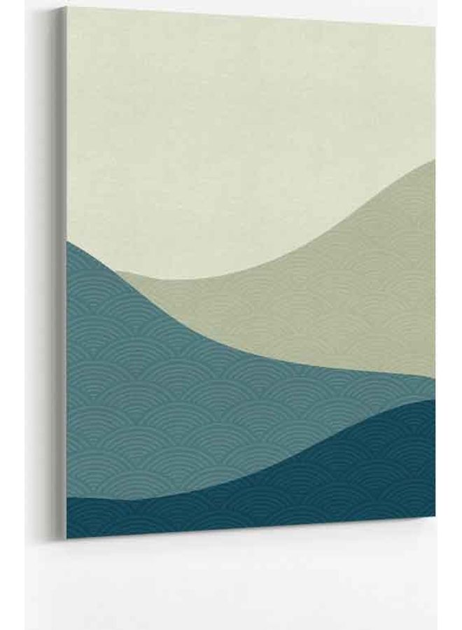 لوحة فنية من قماش الكانفاس بإطار لديكور الحائط تُمثل جبل بتصميم تجريدي أبيض /رمادي/ أزرق 40 x 60سم - Image 1