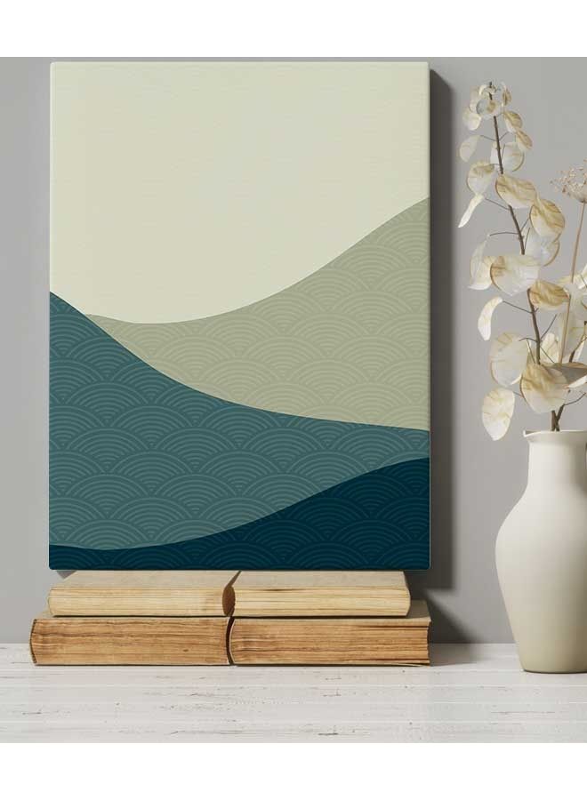 لوحة فنية من قماش الكانفاس بإطار لديكور الحائط تُمثل جبل بتصميم تجريدي أبيض /رمادي/ أزرق 40 x 60سم - Image 5