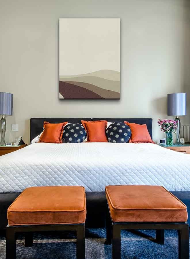 LOWHA Abstract Mountain Framed Canvas Wall Art Beige/Grey 40 x 60cm  - Image 4