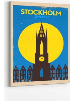 Stockholm Sweden Framed Canvas Wall Art Multicolour 60 x 80cm