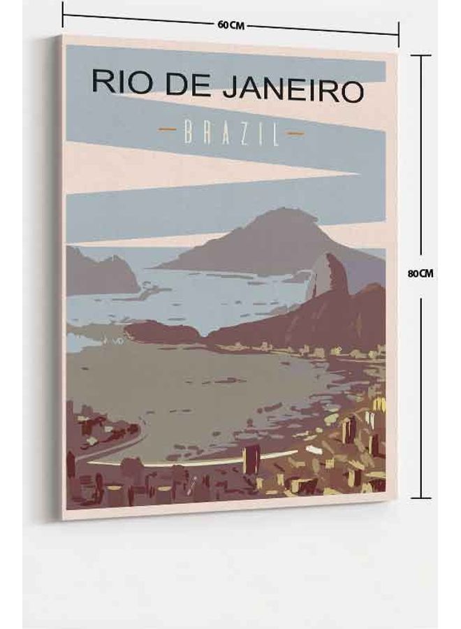 LOWHA - Rio De Janiero Brazil Framed Canvas Wall Art Multicolour 60 x 80cm - Image 1