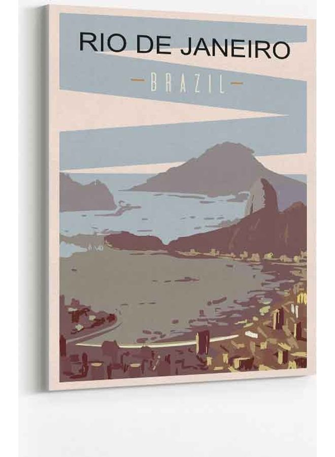 LOWHA - Rio De Janiero Brazil Framed Canvas Wall Art Multicolour 60 x 80cm - Image 1