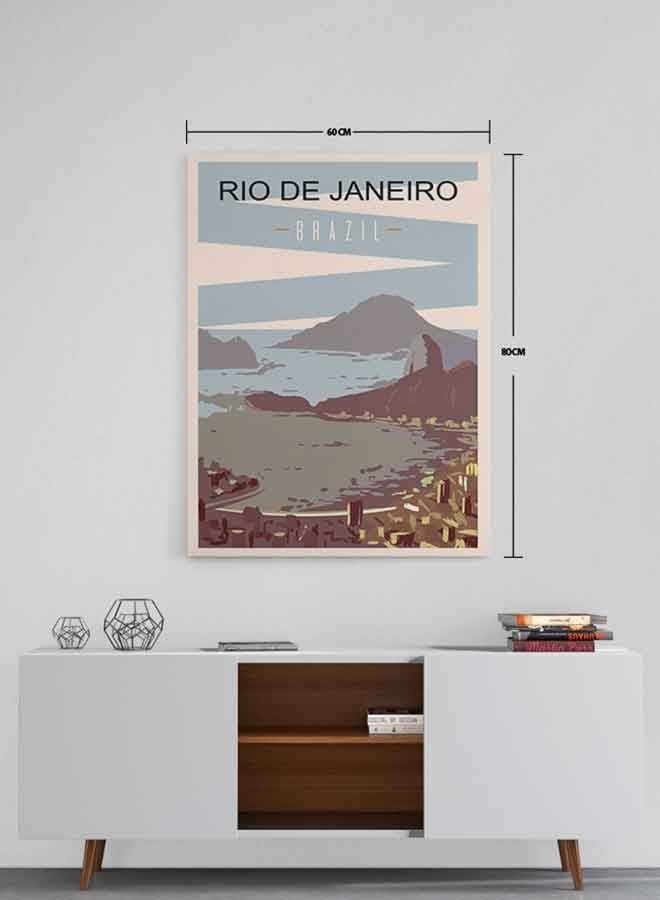 LOWHA - Rio De Janiero Brazil Framed Canvas Wall Art Multicolour 60 x 80cm - Image 1