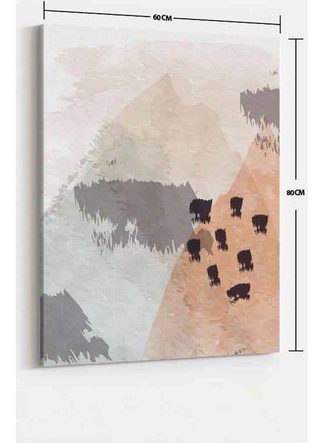 Abstract Mountain & Botanical Framed Canvas Wall Art Multicolour 60 X 80cm