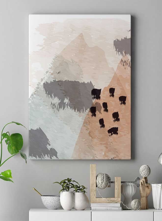Abstract Mountain & Botanical Framed Canvas Wall Art Multicolour 60 X 80cm