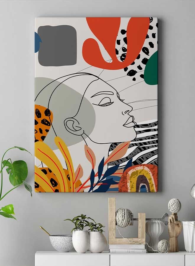 لوحة فنية تجريدية من قماش الكانفاس بإطار تمثل وجه امرأة متعدد الألوان 60 X 80سم - Image 3